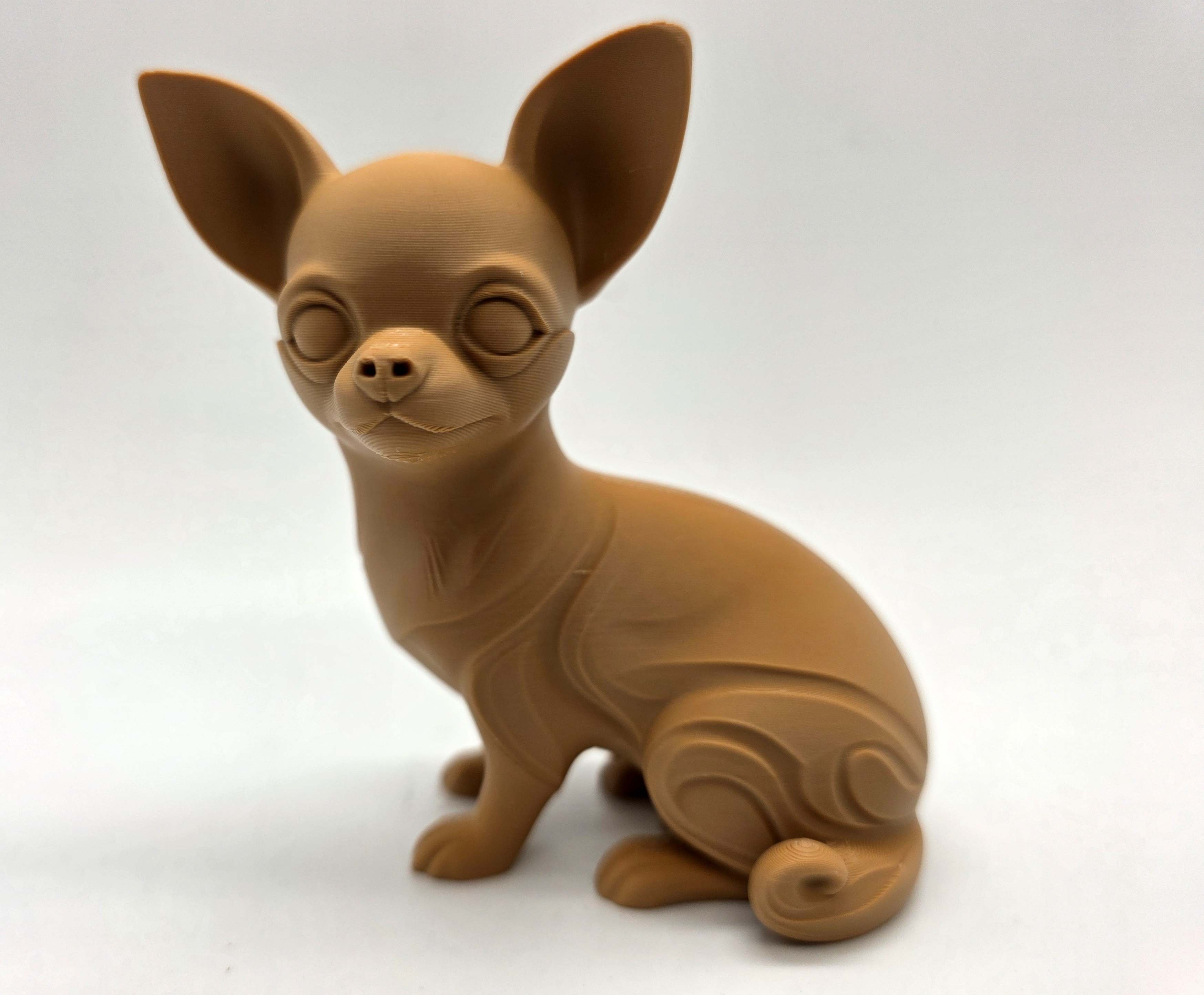 Wood Carved Sitting Chihuahua