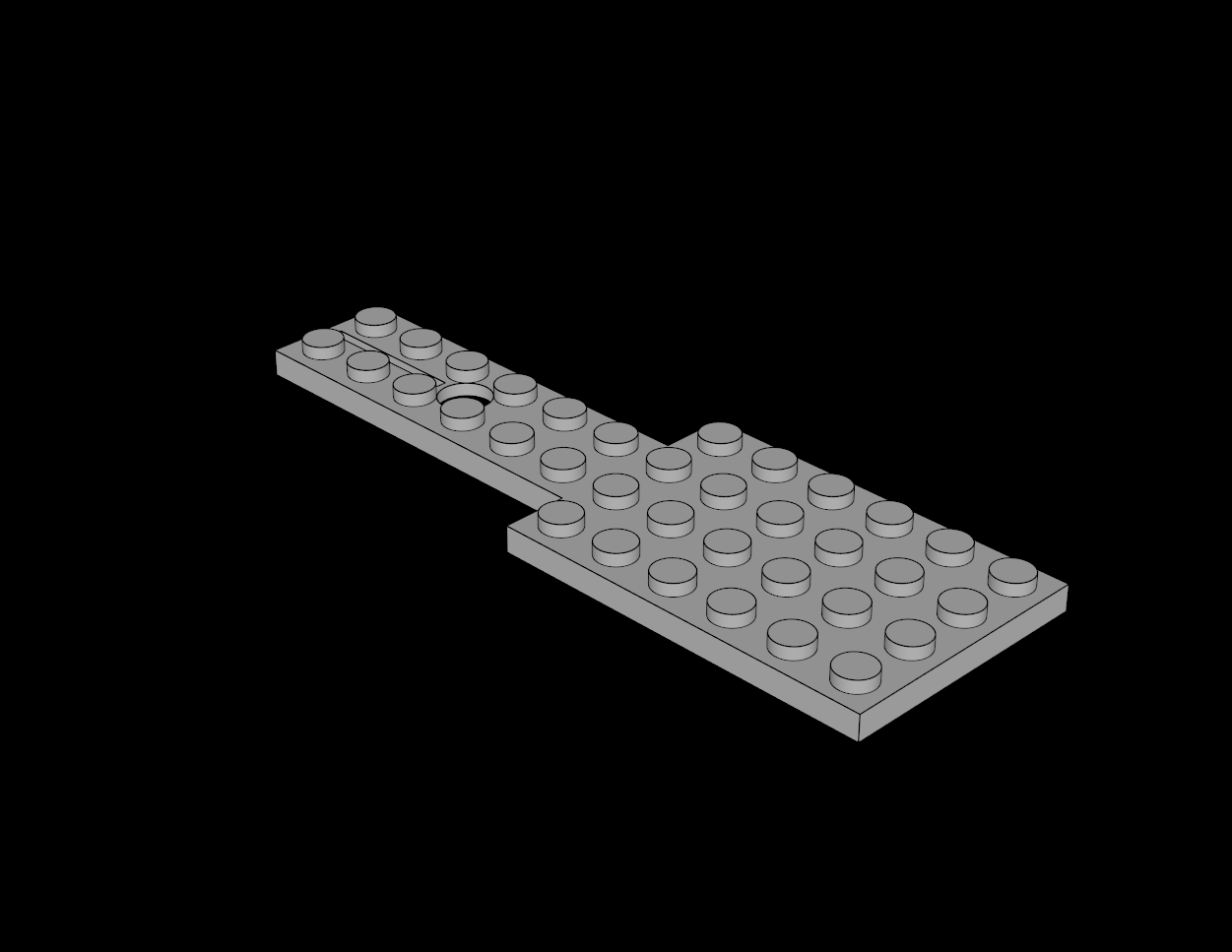 Lego Compatible (803.dat) Car Base 4 x 12 with Hole and Steering Gear Slot