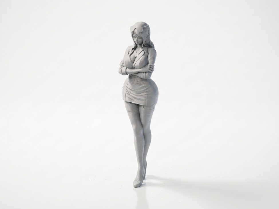 Elegant Woman Crossed Arms Figurine 3D Printable