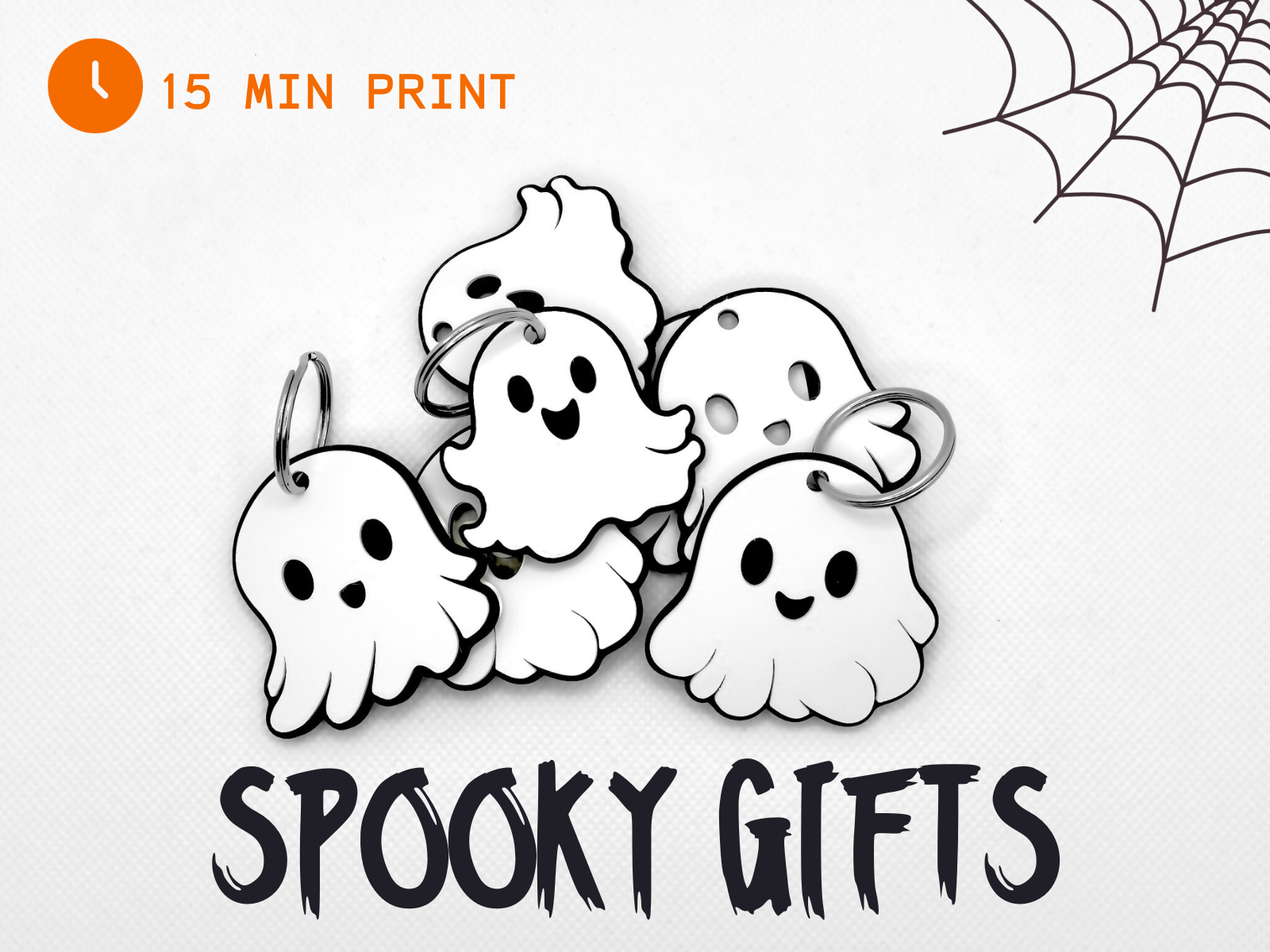 Halloween Ghost Keychain Keyring - 3 Ghost Characters