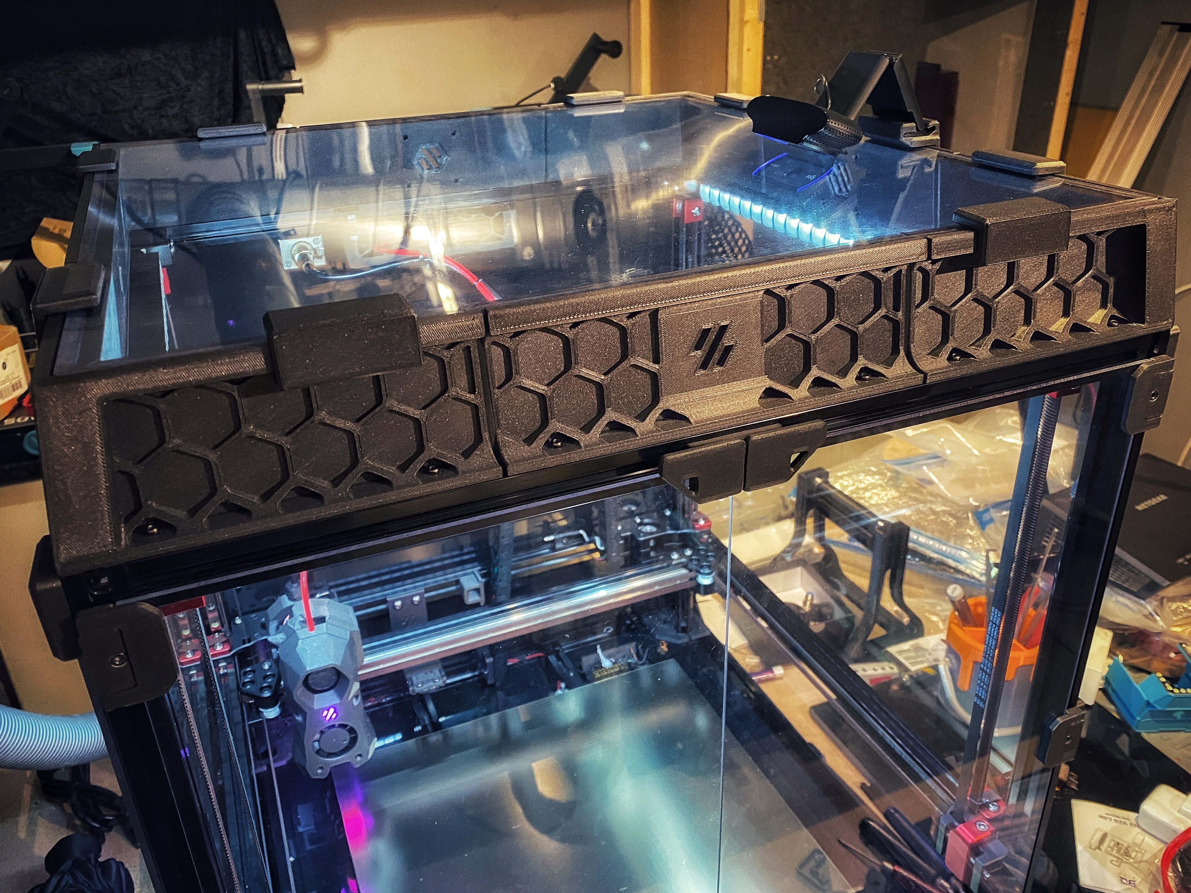 Voron 2.4 / Trident Canopy Top Hat - REMIX Split model, half printing time & 5g supports