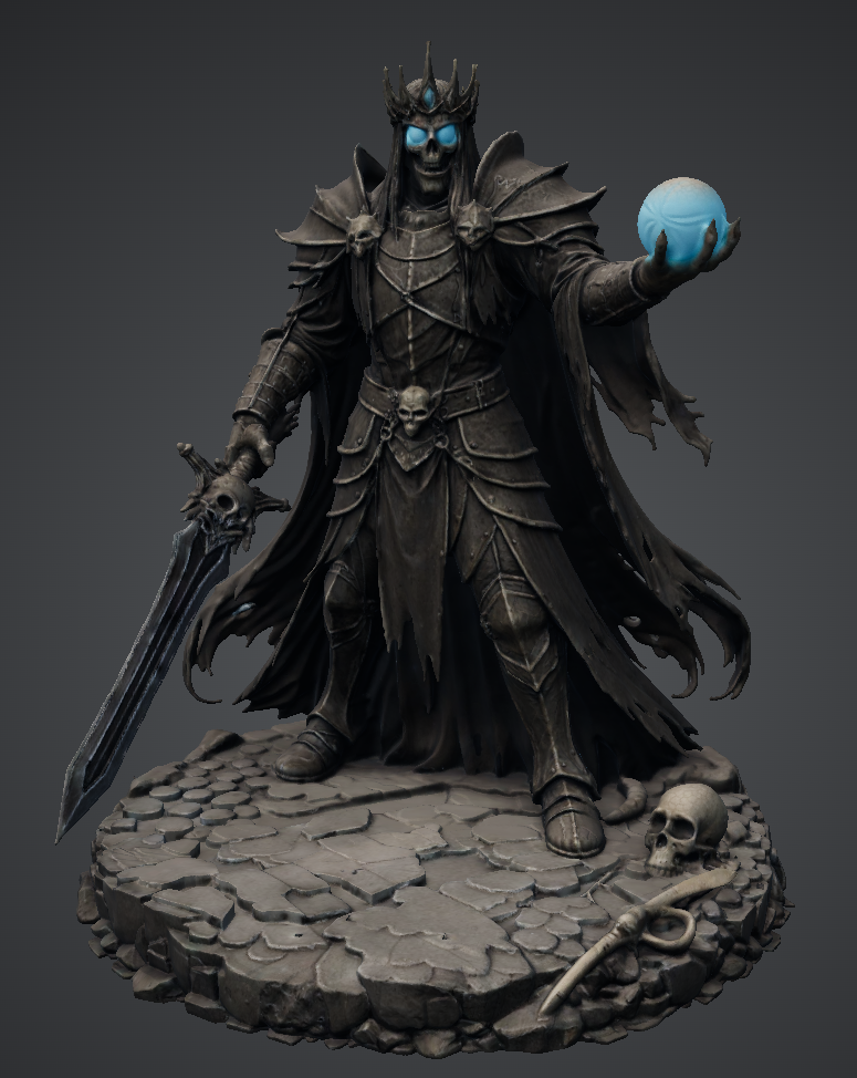 Bloodbound Realms – Undead – Lich King, Lord of the Black Throne (Dark Fantasy 3D Printable Miniature STL)