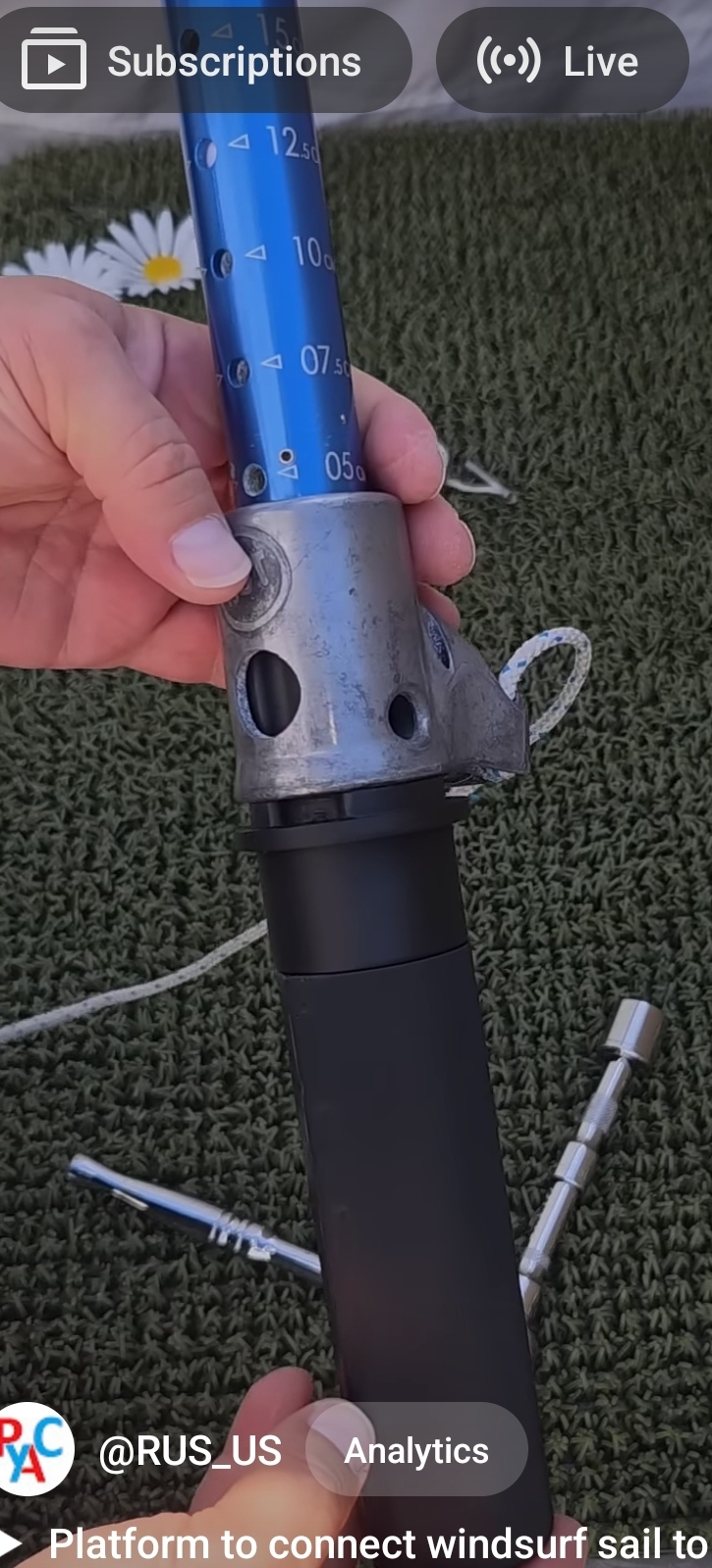 The 3D printed fitting between windsurf mast extension and US sabot.