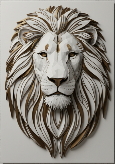 Quadro leão em relevo
