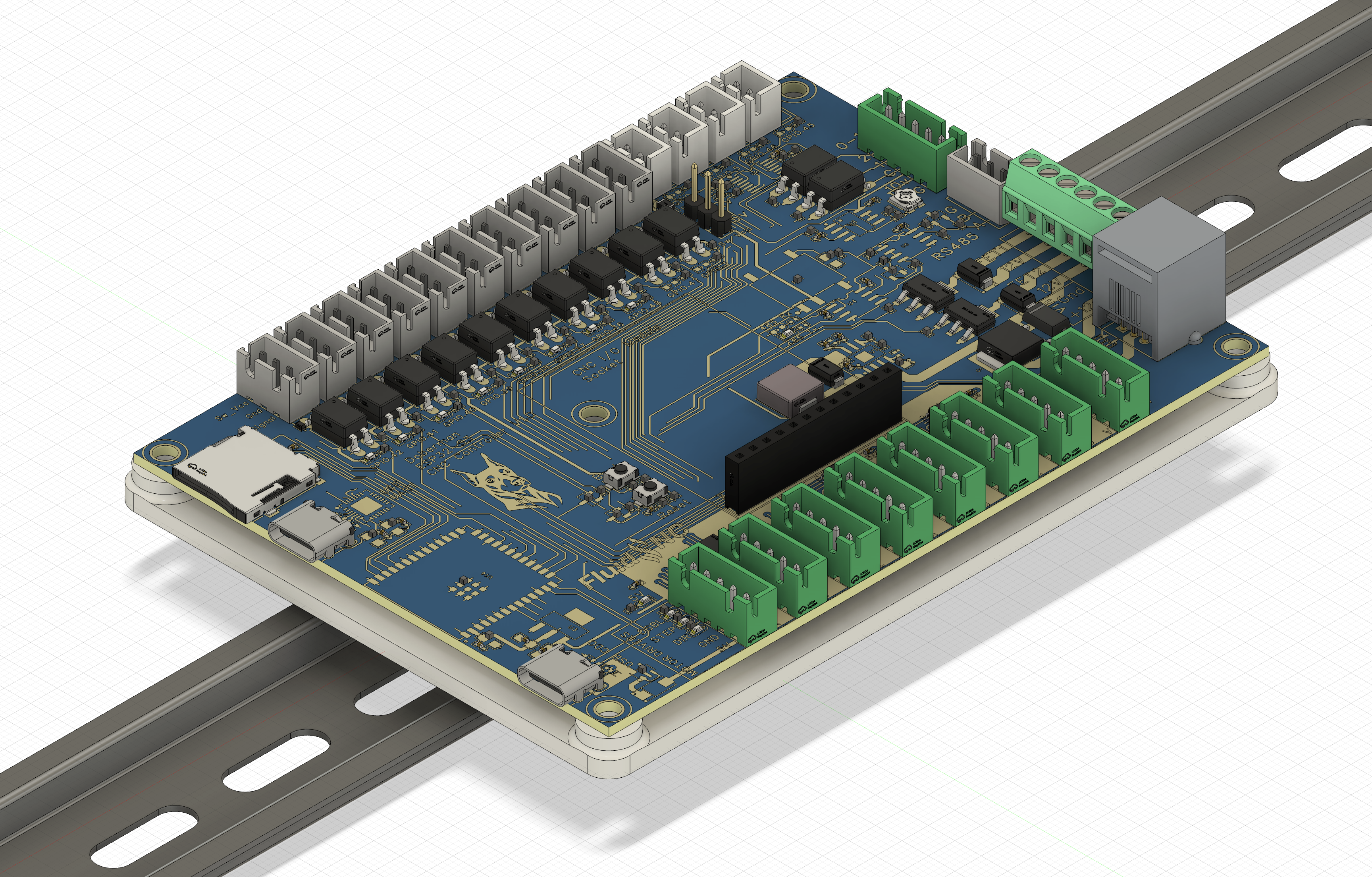 DIN mount for Doberman CNC Controller for FluidNC