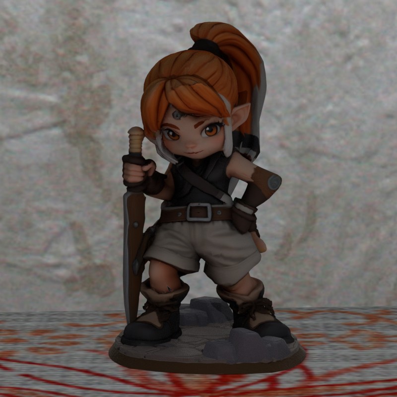 DND Chibby Female Fighter FDMready Nosupport
