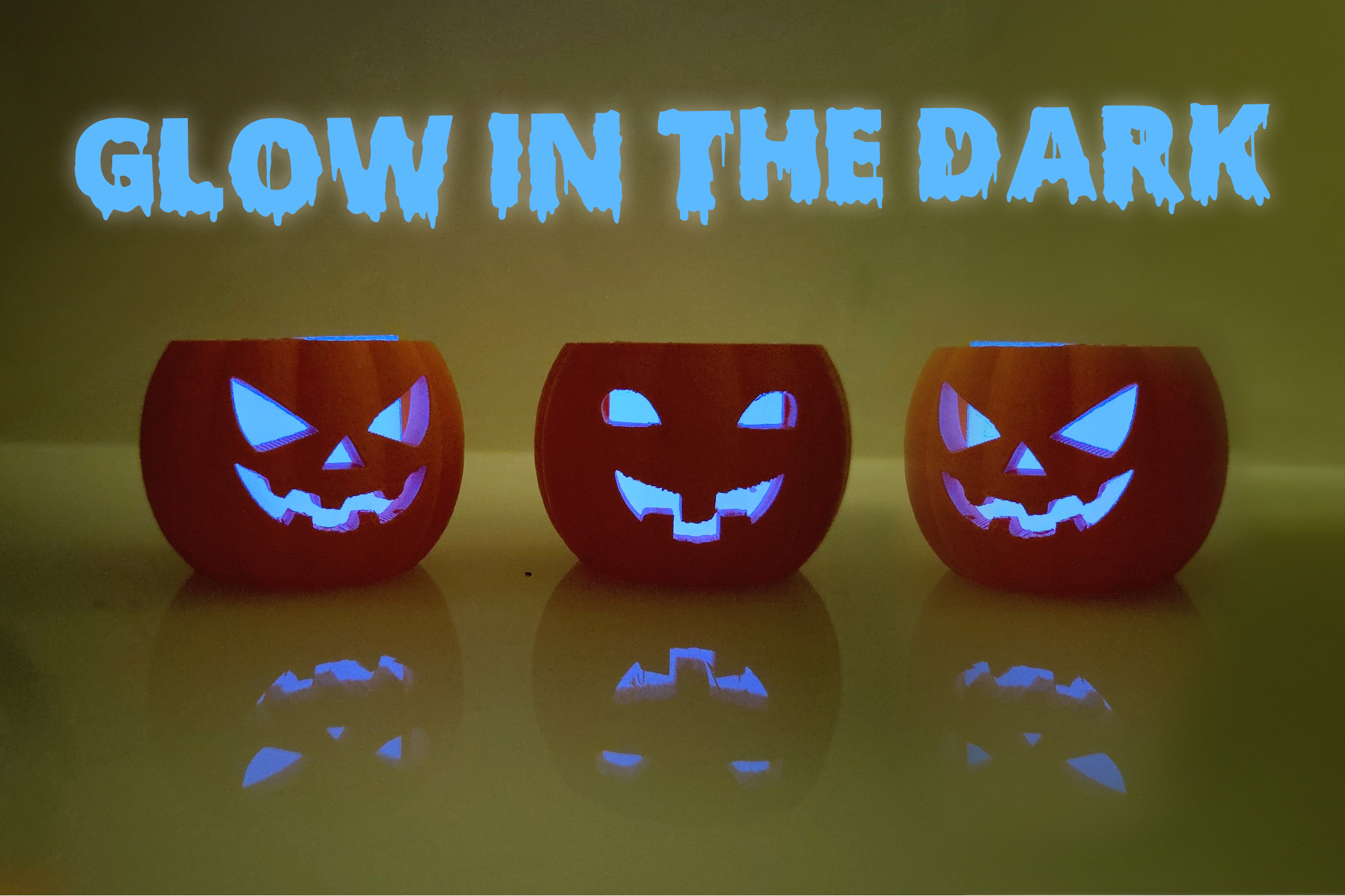 fluorescent glow in the dark tealight halloween pumpkins