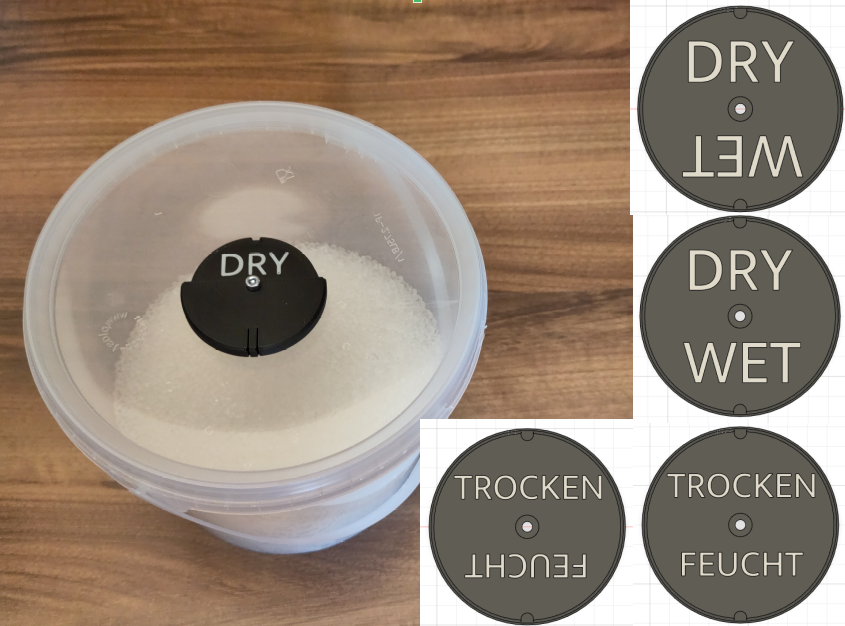Wet / Dry tag sign (+Deutsch Trocken / Feucht)