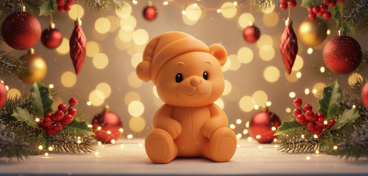 Sitting Teddy Bear in Sleep Hat Holiday Figure
