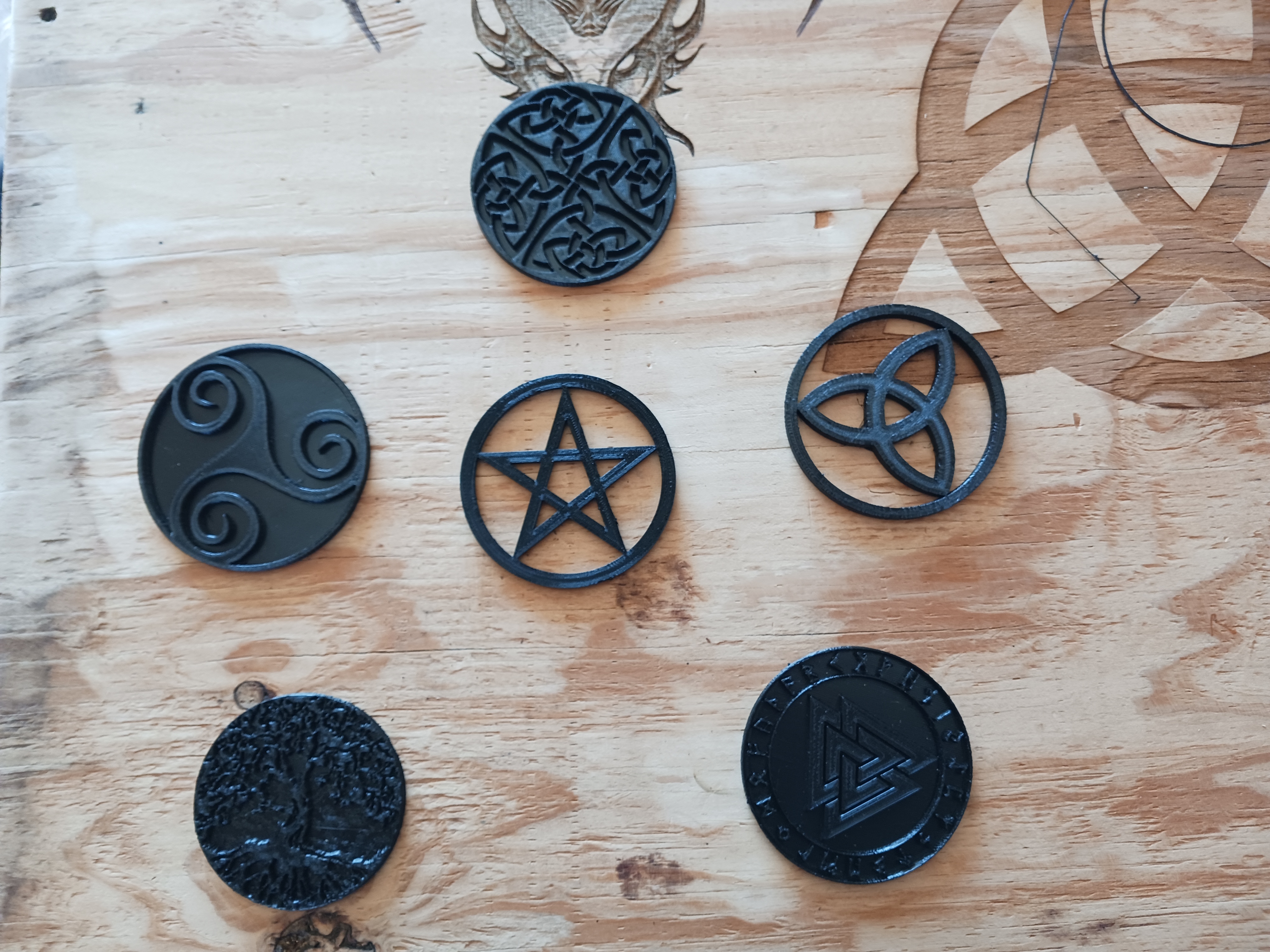 Coaster set, pagan themed