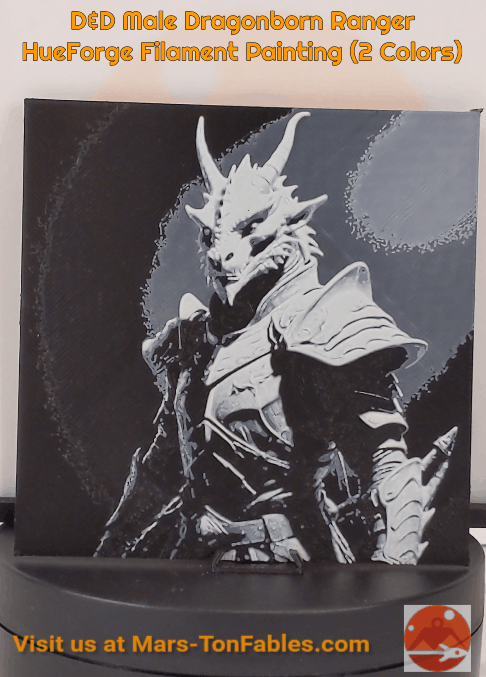 D&D Male Dragonborn Ranger HueForge Filament Painting (2 Colors)