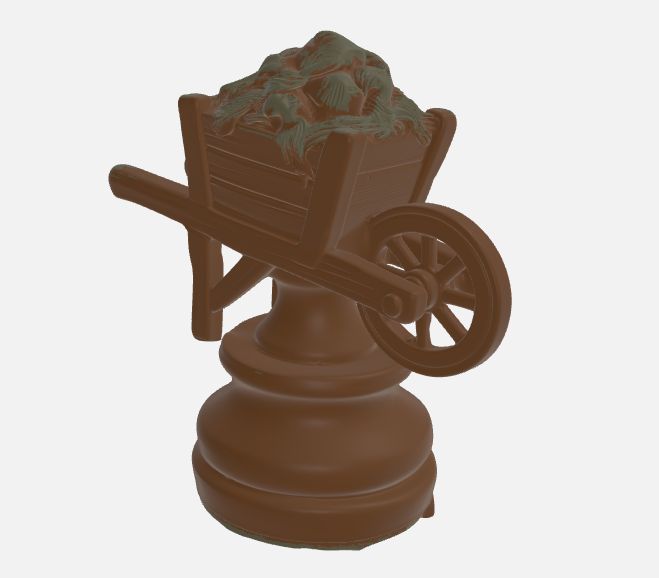Wheel Barrow full of Dung/Hay Chess Piece
