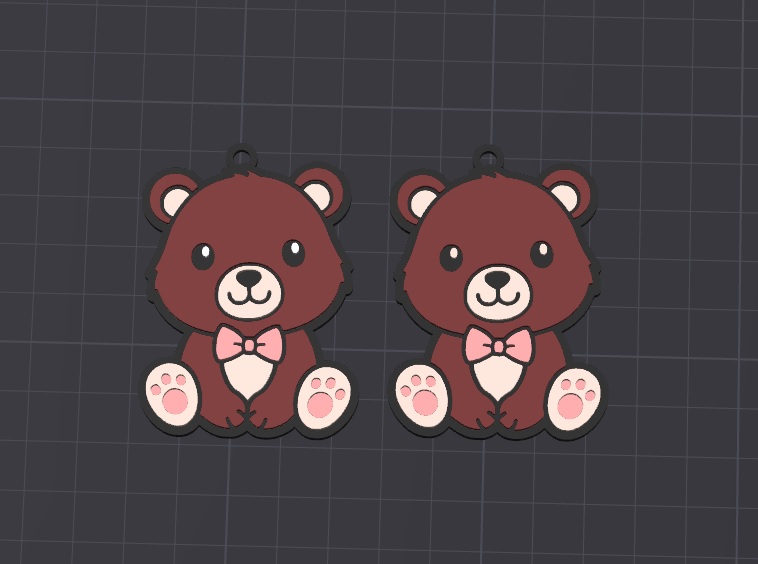 cute animal , clare the bear multicolor keychain / necklace charm