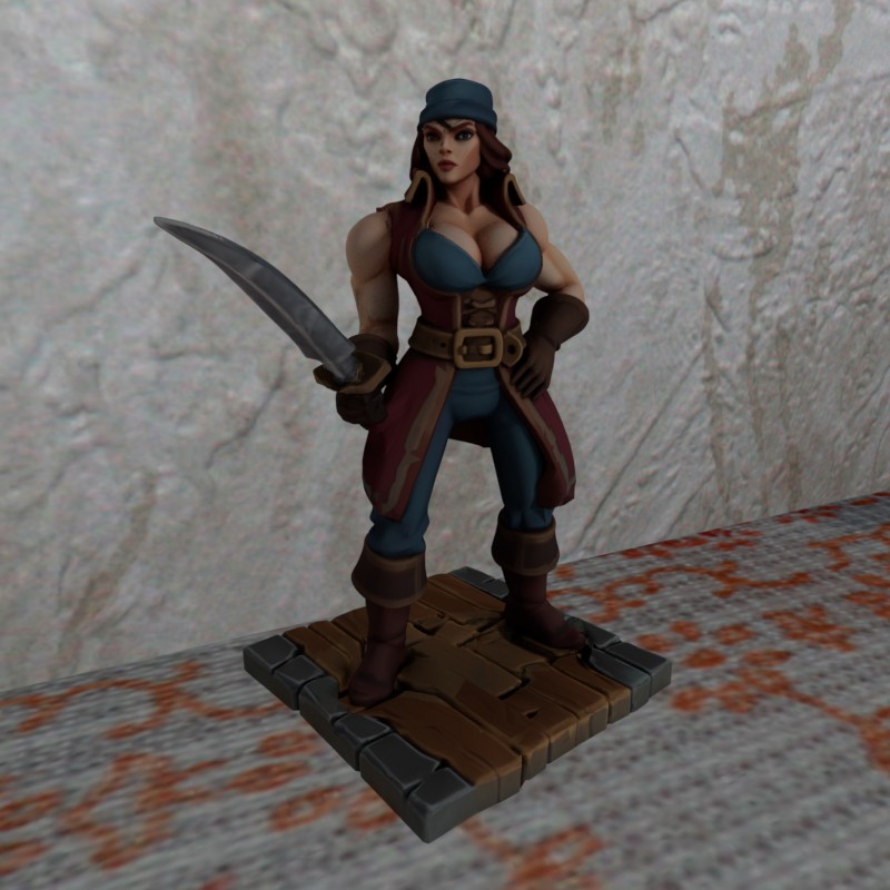 TTRPG Elegant Female Pirate Nosupport POSED FDMPrinting Miniatur