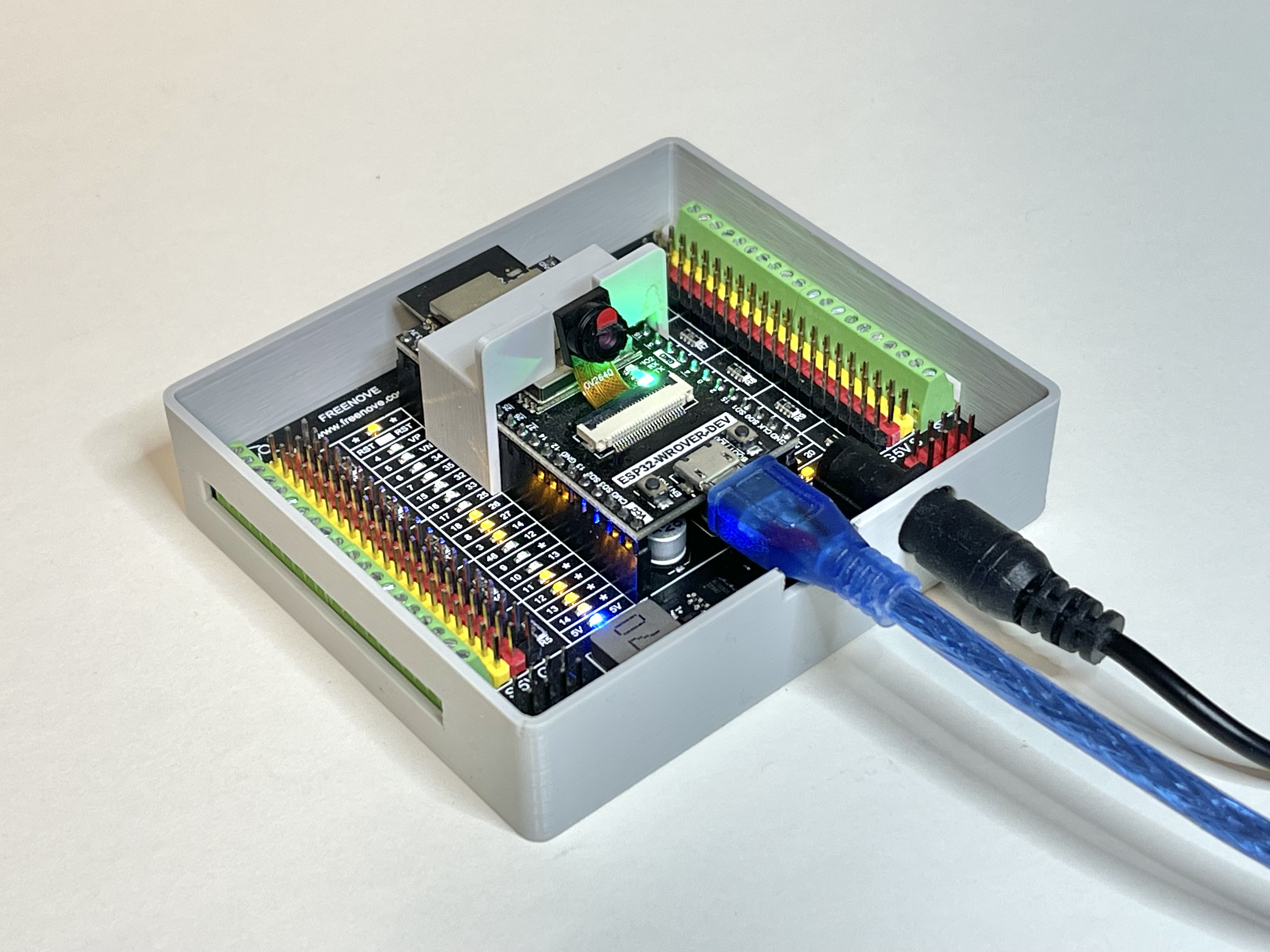Case and camera clip for Freenove Breakout Board for ESP32 / ESP32-S3