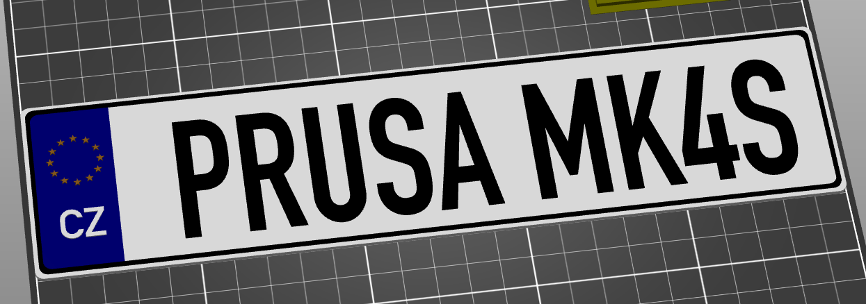 Kfz Kennzeichen "PRUSA MK4S" (Czech-EU) license number plate Einzeilig