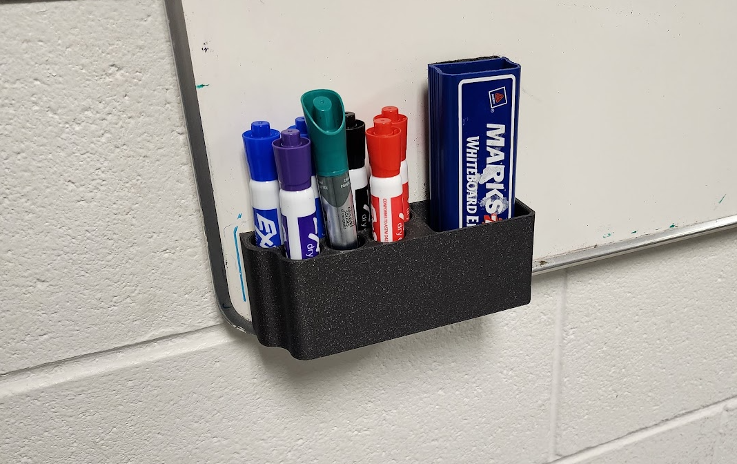 Dry erase marker caddy for whiteboard