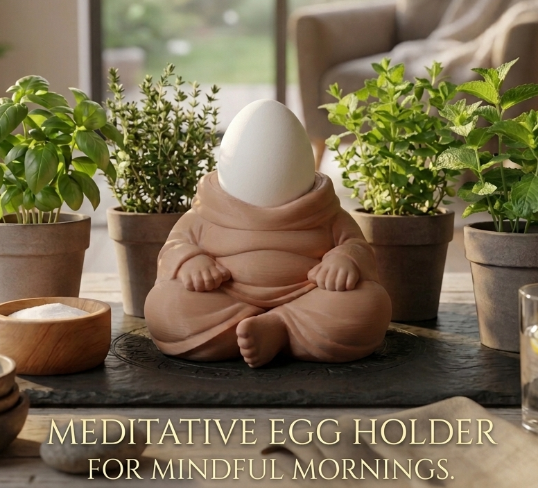 Chubby meditating monk egg cup holder - Japandi-style (only 5 gram supports)