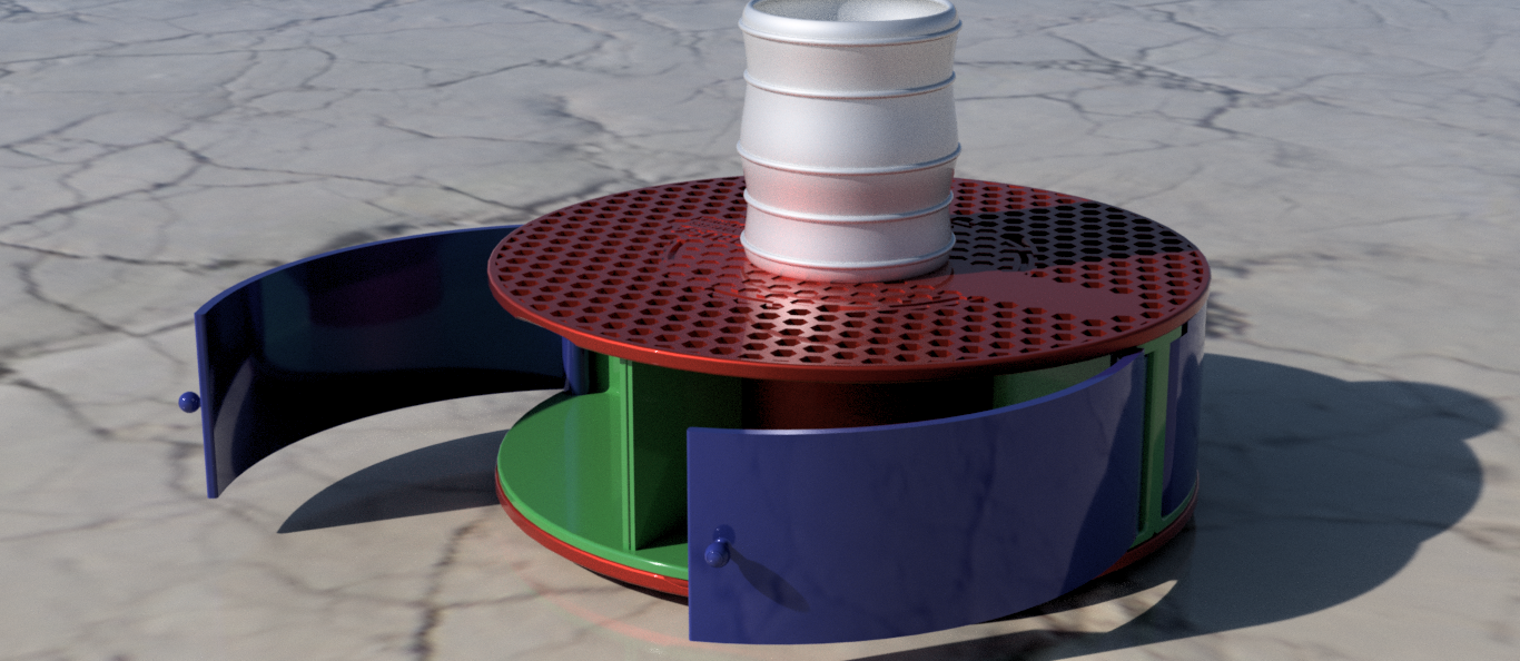 Table multifonction en bobine Prusament recyclée avec rangement