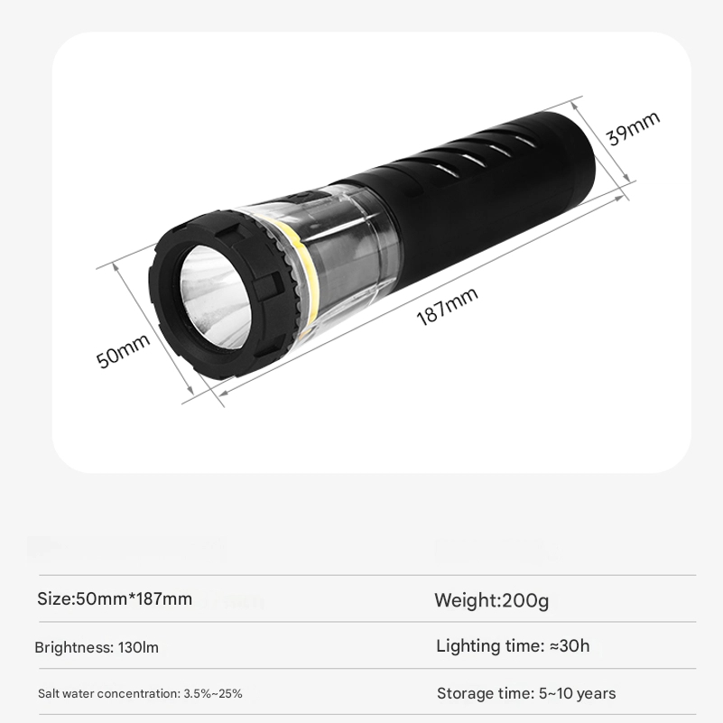 Water-Activated Emergency Flashlight (Magnesium-Air Battery Powered)