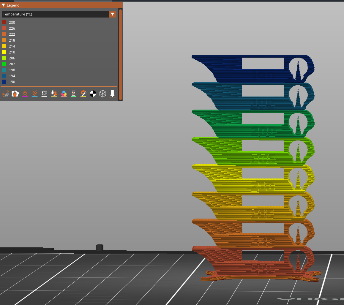 MK4, PLA, 0.4 nozzle, Input Shaper Temperature tower