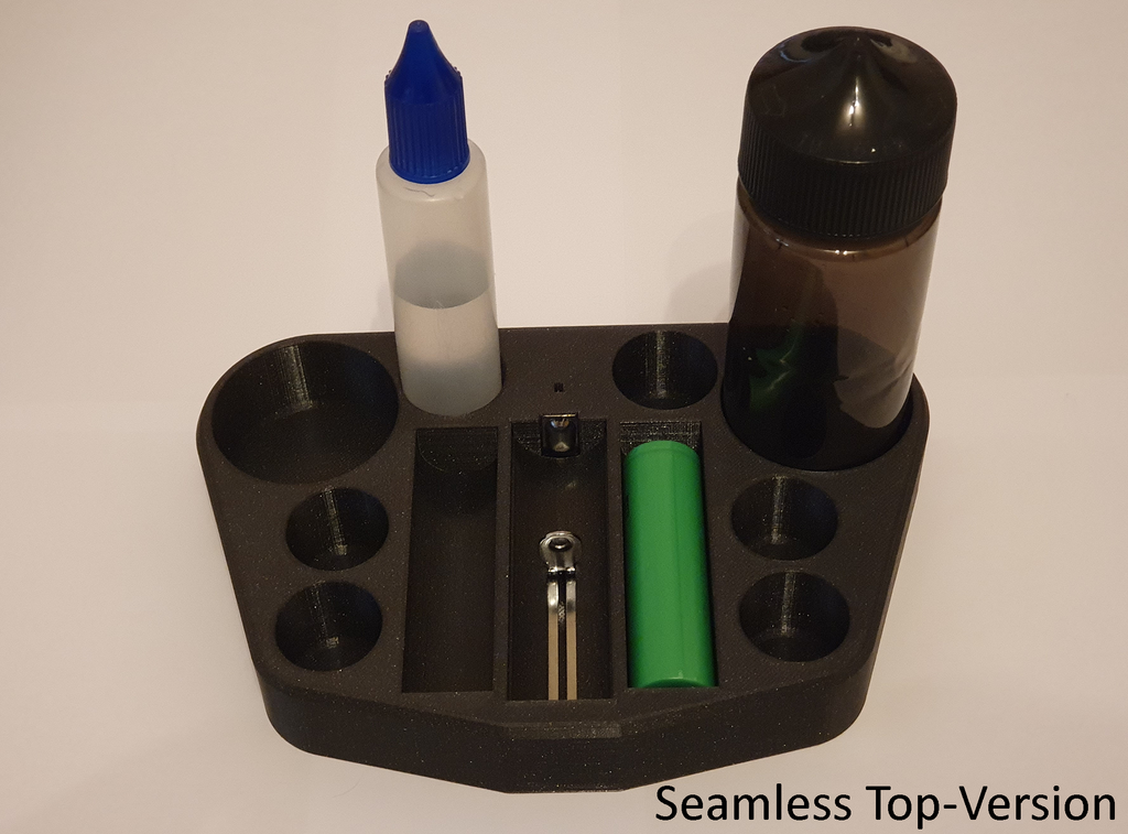 E-Cigarette-, Liquid- and Battery-Display with integrated USB-Charger (New with seamless top)