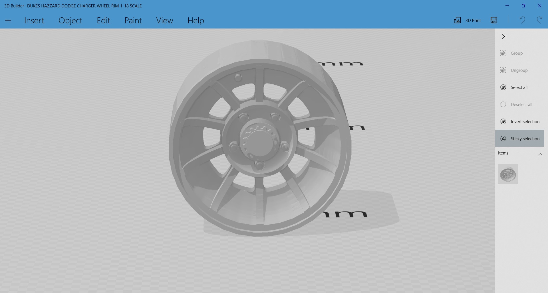 DUKES OF HAZZARD DODGE CHARGER WHEEL RIM SCALED AT 1/18