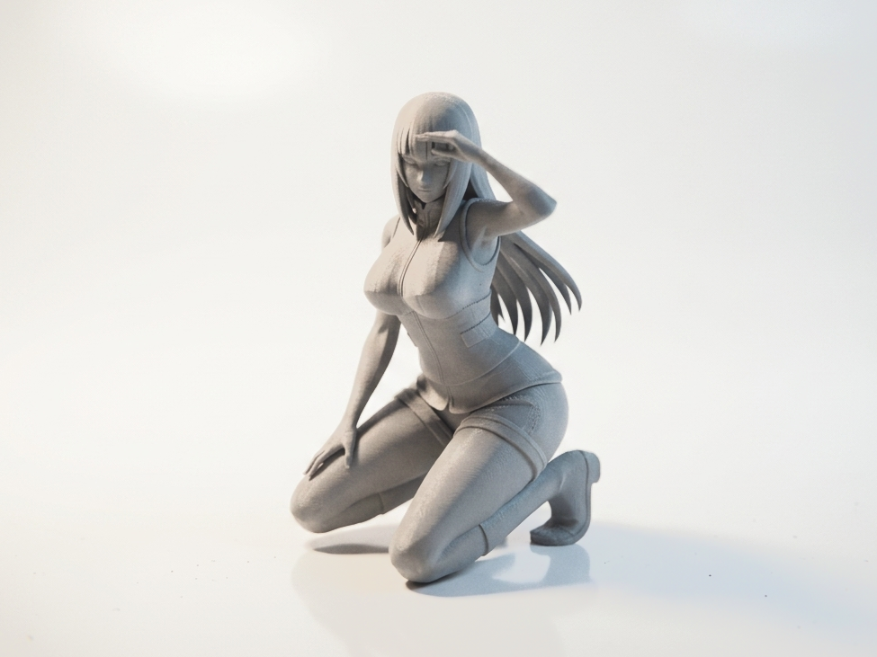 Busty Squatting Lady Figurine Female Figure 3D Printable