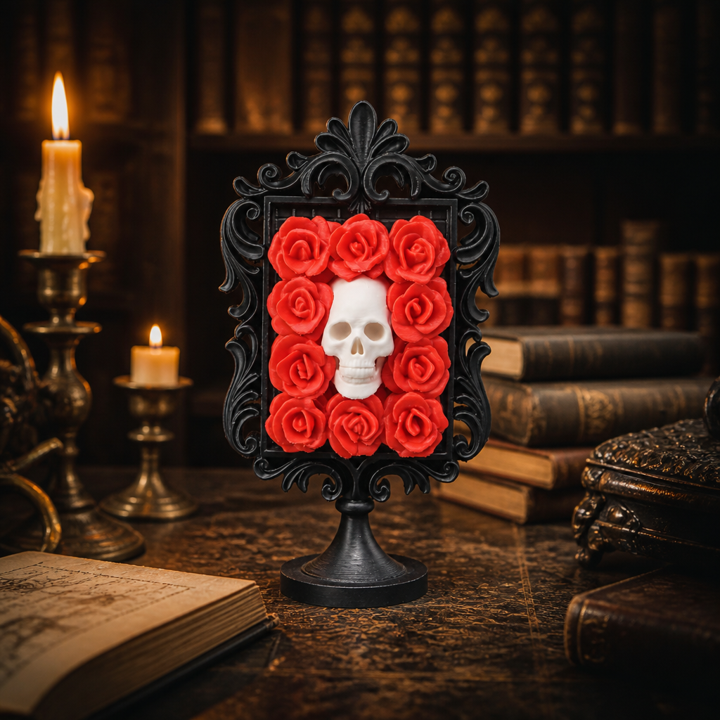 Rose Skull Frame Sculpture