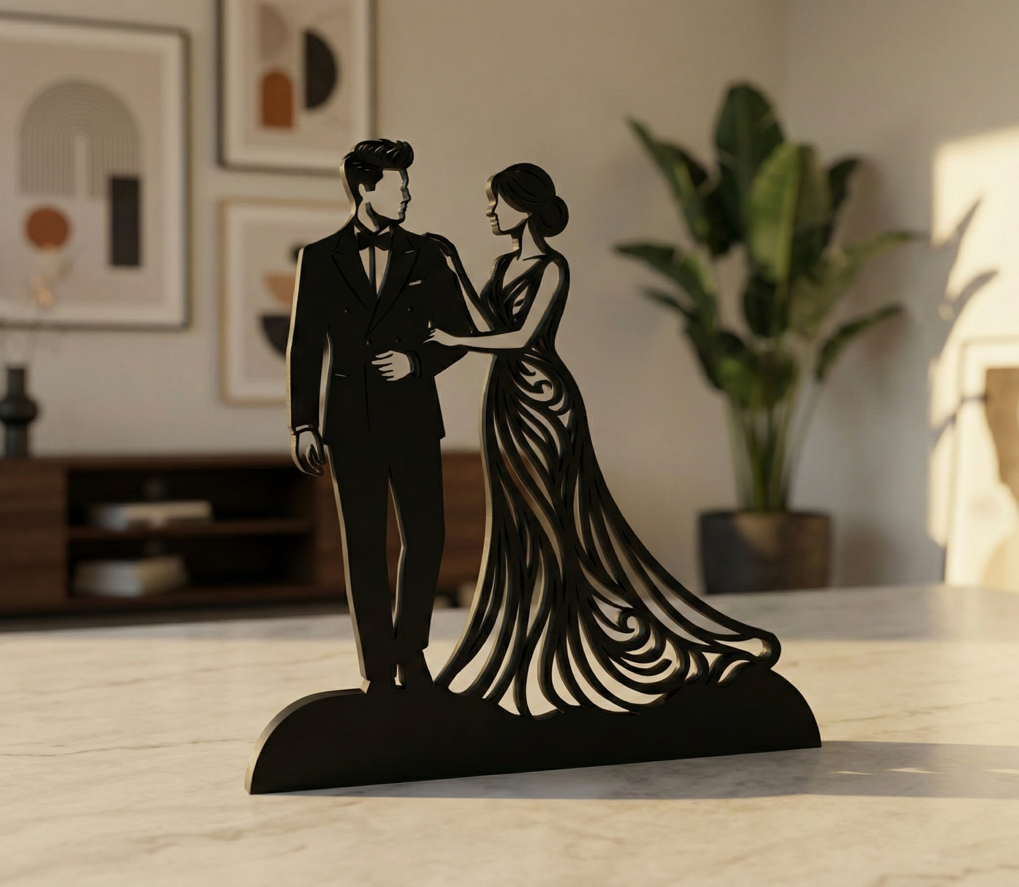 Elegant Couple Silhouette - Modern Art Decor