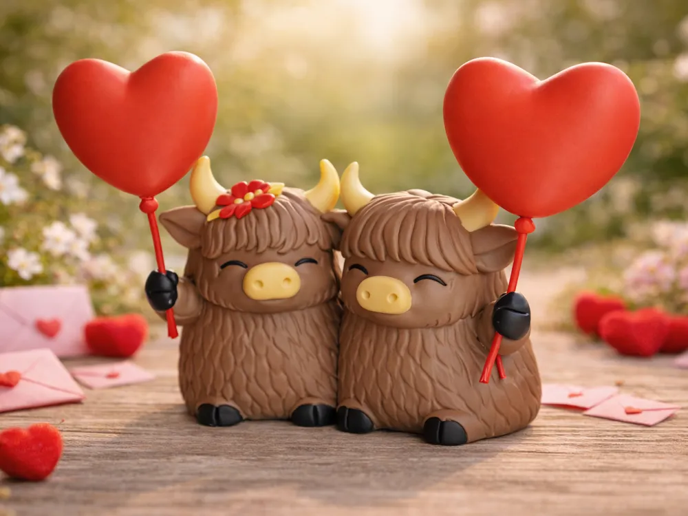 Cute Highland Cow Couple Balloons