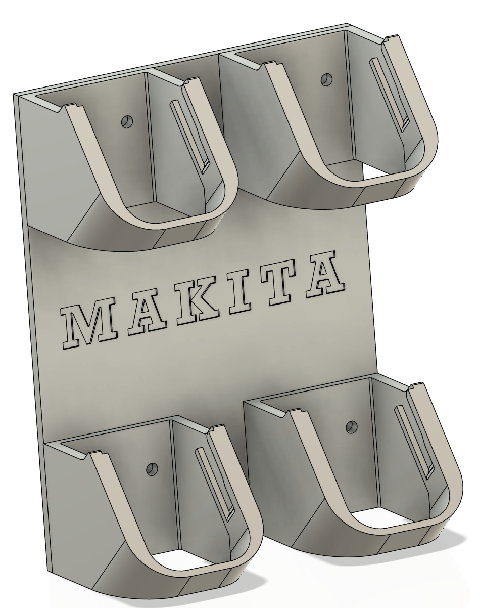 Makita 18V - Angled single batteryholder model and wallplate adapter for 4pcs