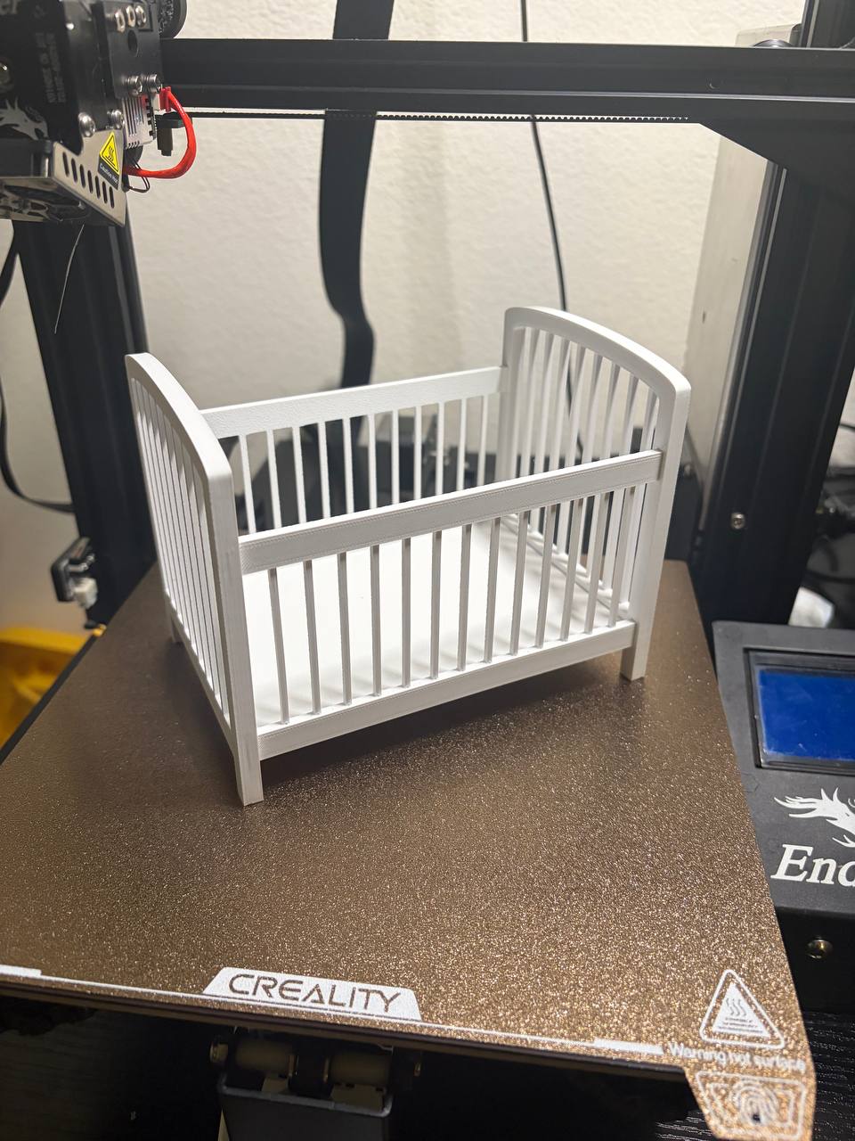 Miniature Baby Crib for Dollhouse (~1:6 Scale)