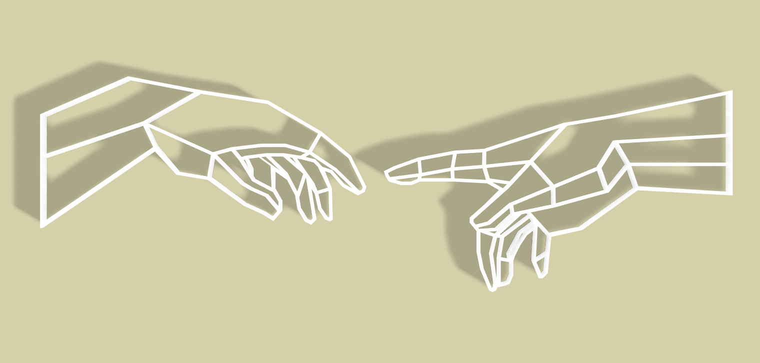 The Creation of Adam Michael Angelo Geometric Hands