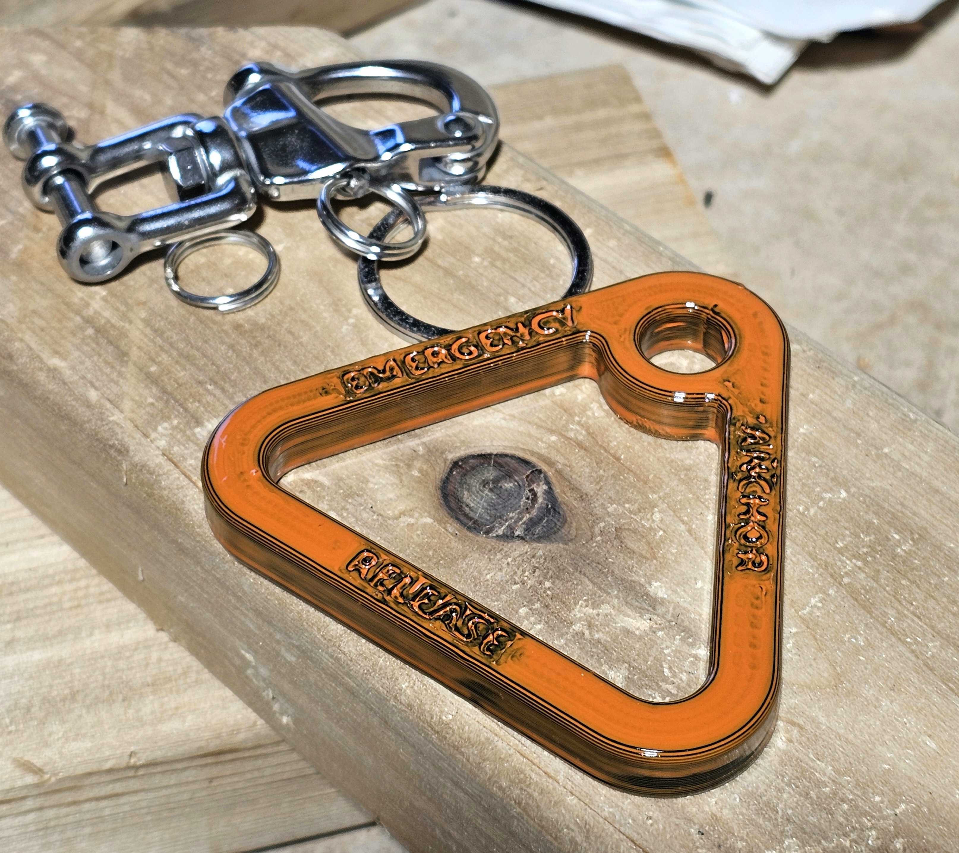 Triangle Pull Handle Remixed for shackle with "Emergency Anchor Release" text