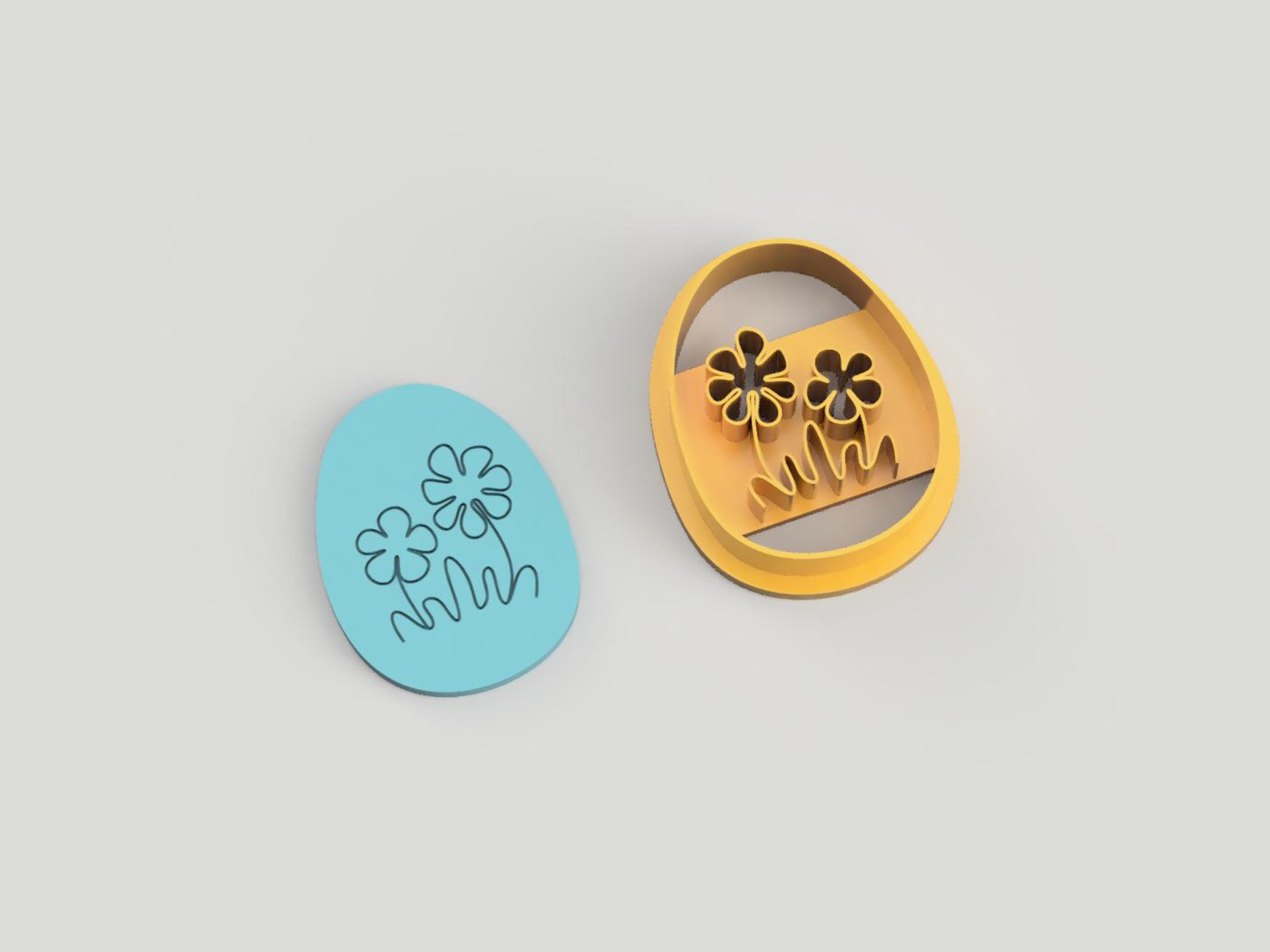 Happy Easter Egg with Flowers Polymer Polymer Clay Cutter