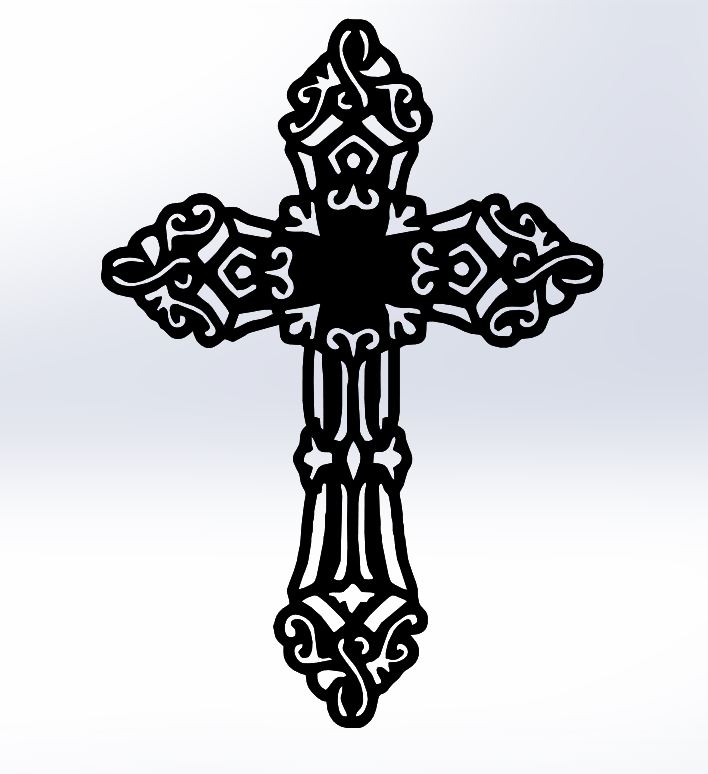 CROSS SYMBOL 3, EASTER DECOR, CROSS DRAWING, 2D CROSS, WALL CROSS, FLOWER CROSS