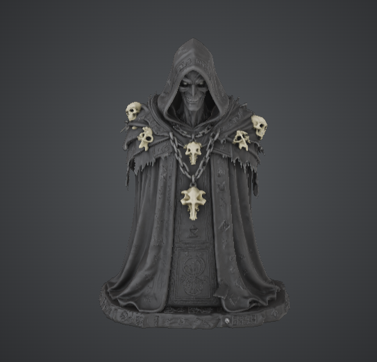 Necromancer Skull Priest – Hooded Death Mage with Bone Relics