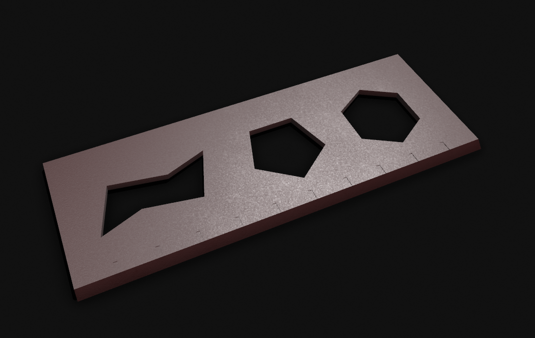 Ruler with stencils for organic chemistry: hexagon, pentagon, and cyclohexane chair conformation