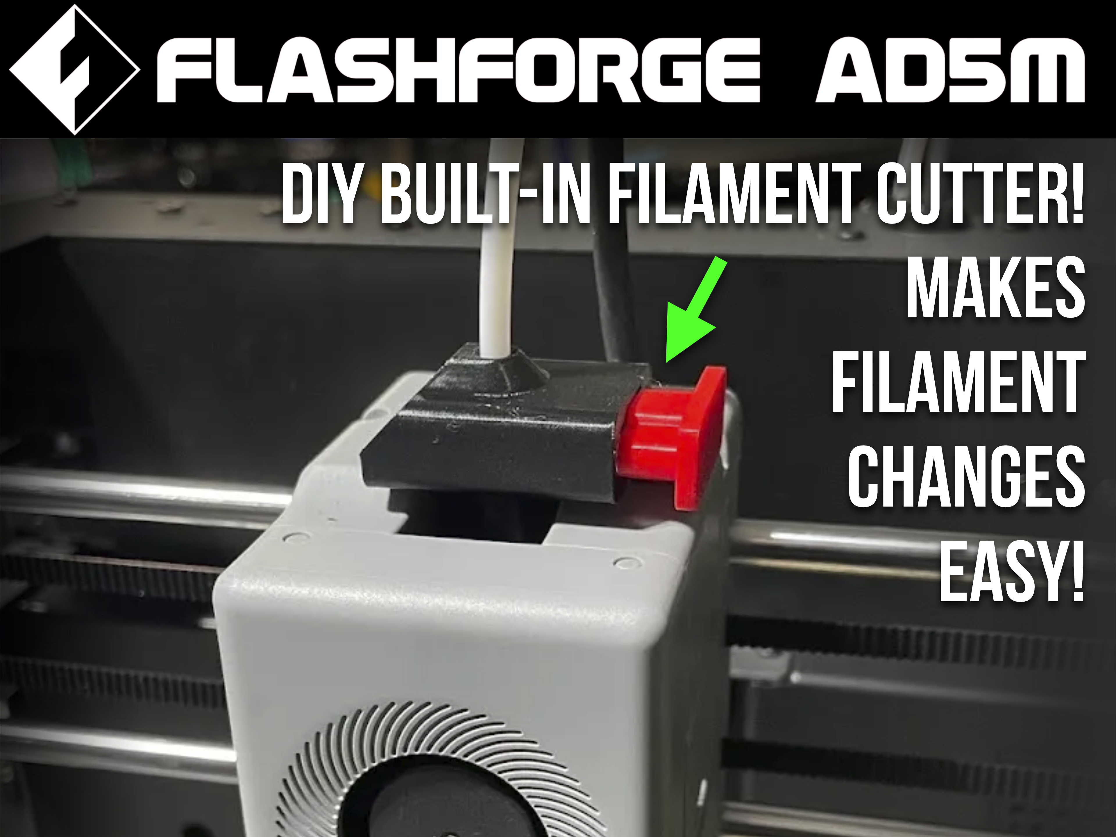 Flashforge Adventurer 5M (AD5M) Filament Cutter - compatible with DIY enclosure when using my Design8Studio drag chain termination v1.1
