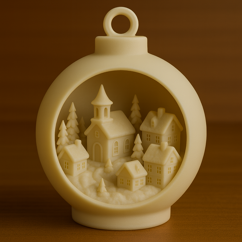 snow-covered winter ornament