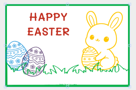 HAPPY EASTER SING WITH BUNNY, EGGS AND GRASS