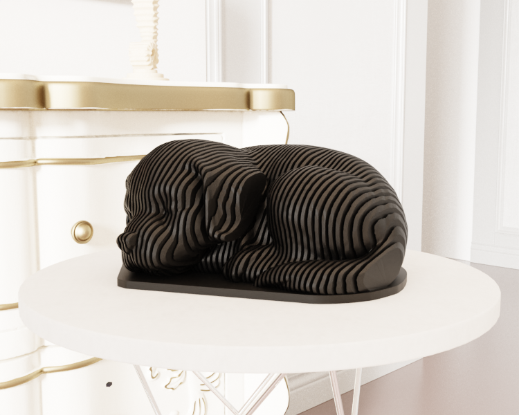 Cute Sleeping Dog with Base Sliced STL File – Adorable Pet 3D Printable Model