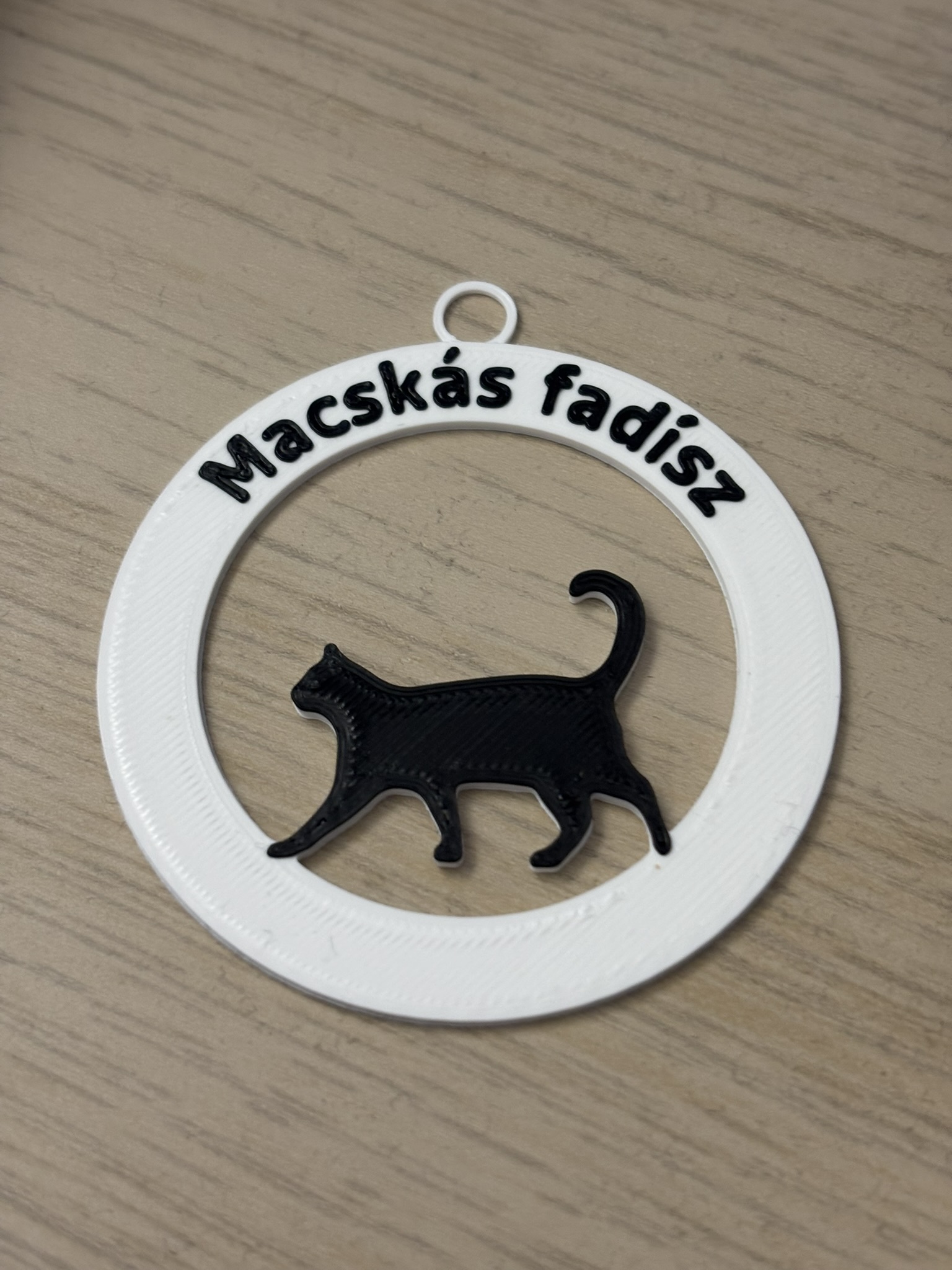 Macskás fadísz - Cat-themed wooden ornament