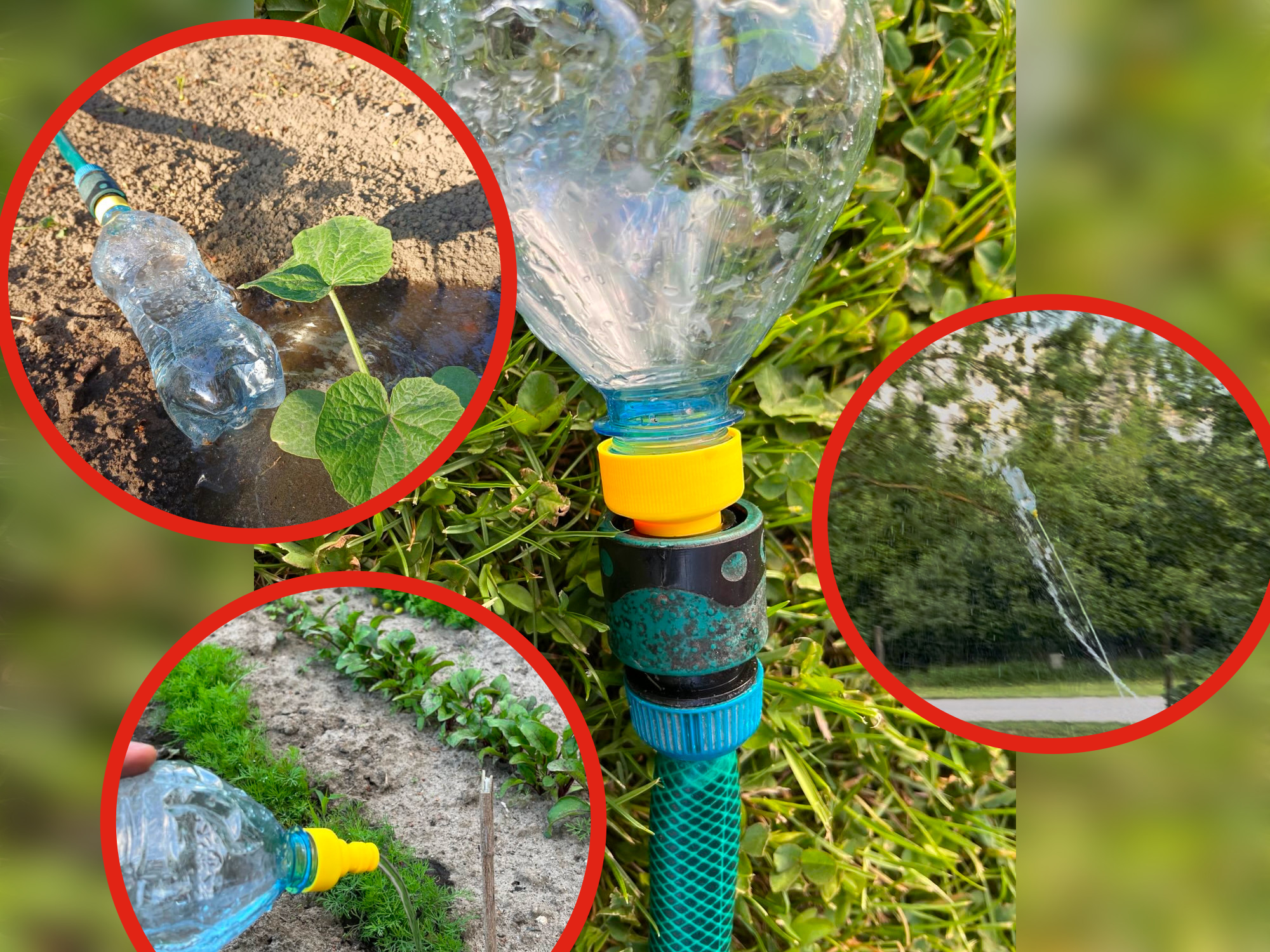 Multipurpose garden hose - PET bottle connector (anti-splash, lazy watering, water rocket, laminar flow...)