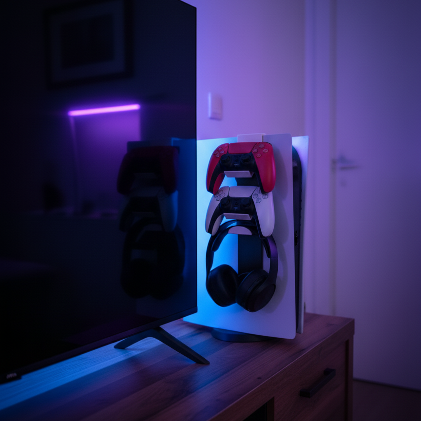 PS5 Ultimate Clip: Controllers + Headphones