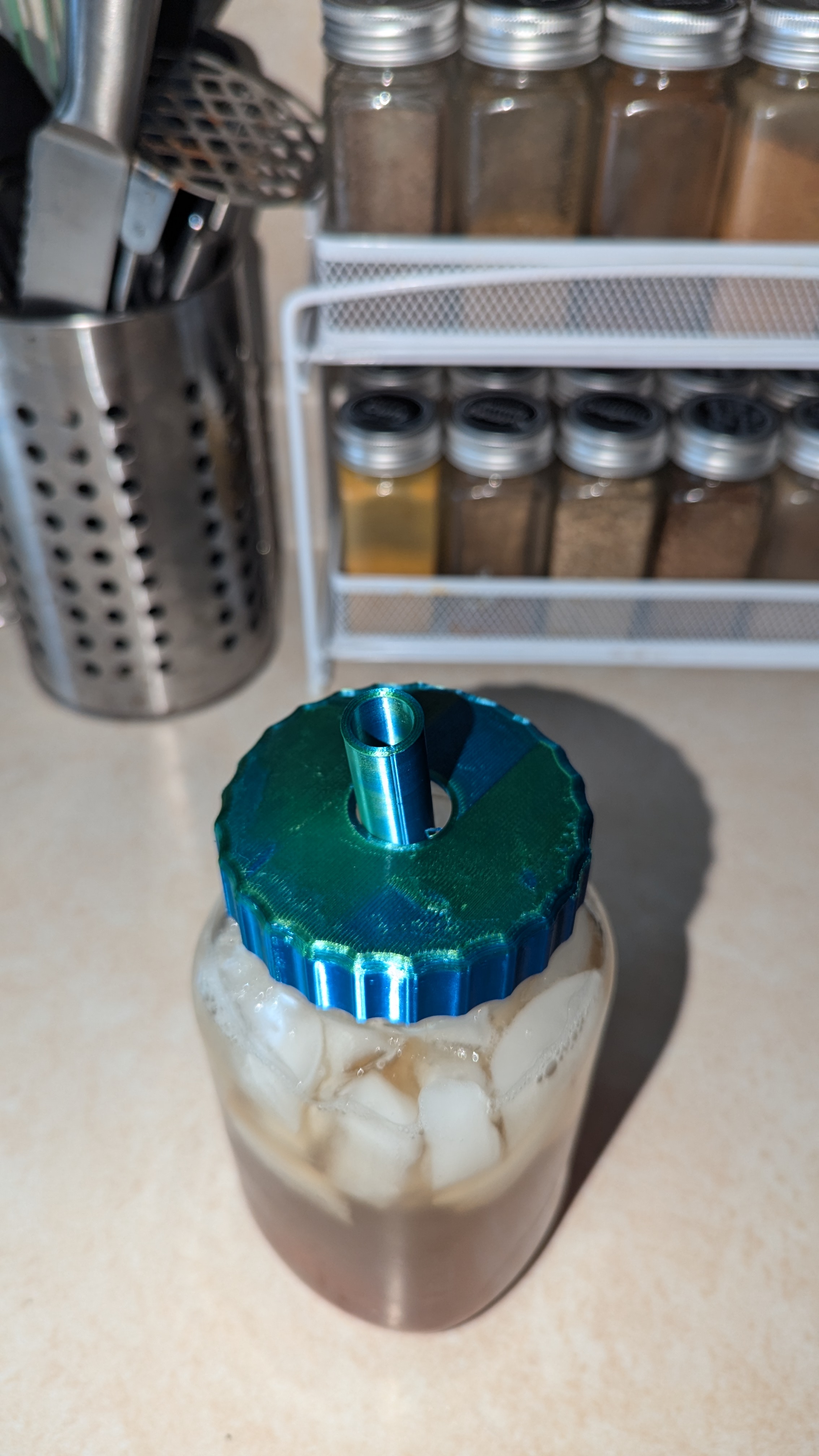 Mason Jar Lid w/ boba straw hole