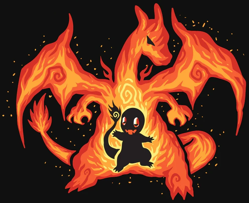 Charmander/Charizard Evolution Hueforge Artwork