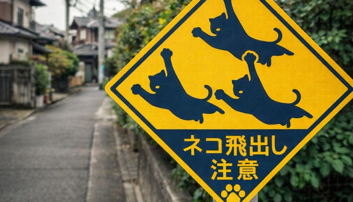 Japanese Cat Alert sign - 2d home decor