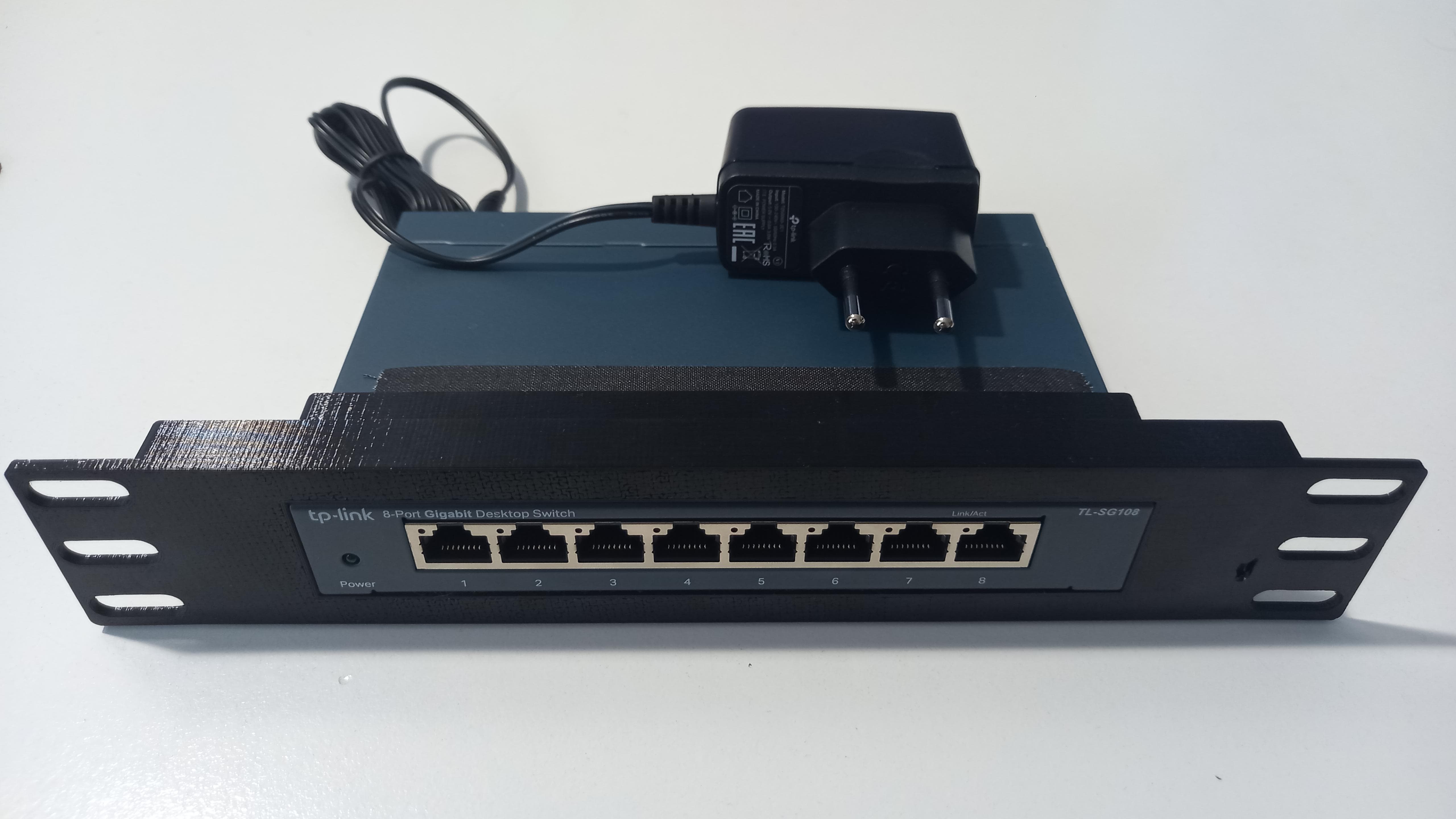 Sturdy 10 inch rack mount for the TL-SG108 consumer network switch